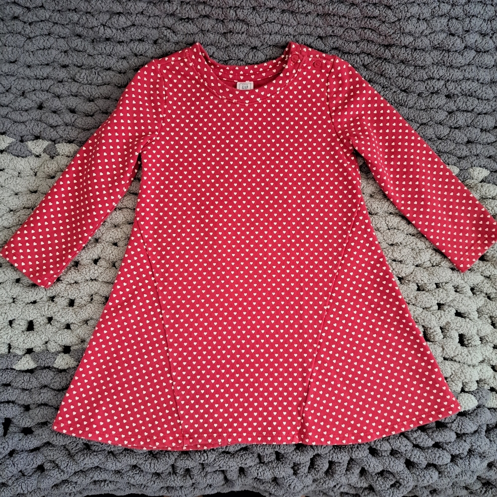 Baby Gap red dress with white little hearts 3T